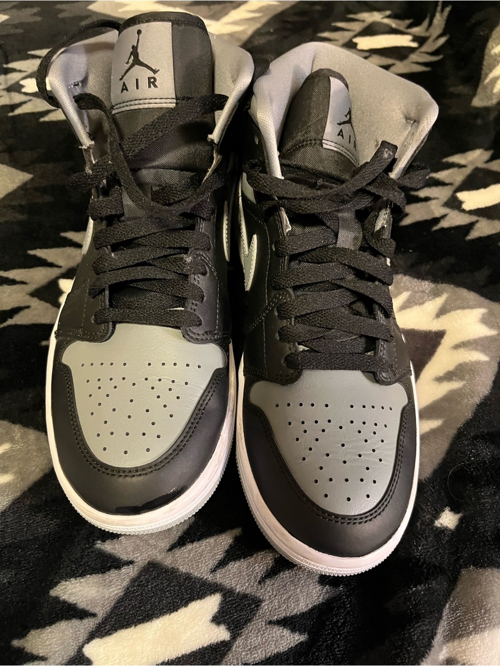 Air Jordan 1 Mid Retro Sneakers in Black and Grey